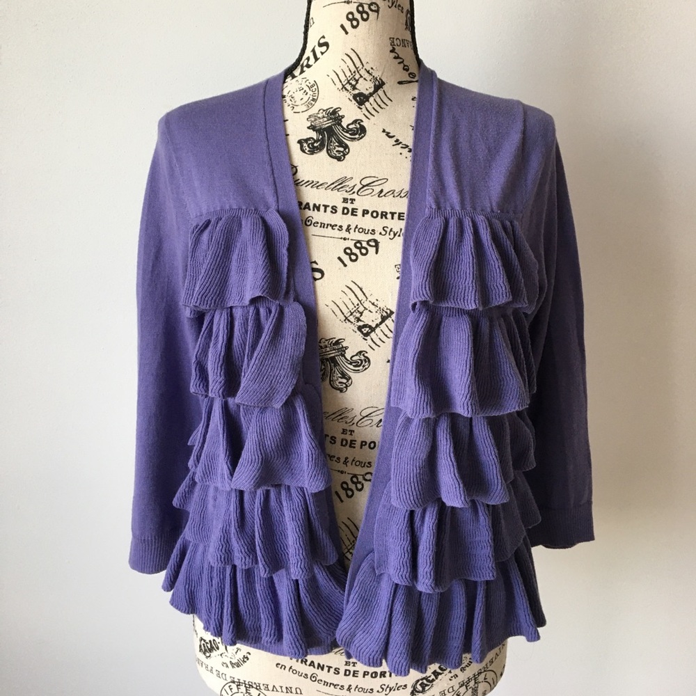 Moda International Ruffle Open Cardigan